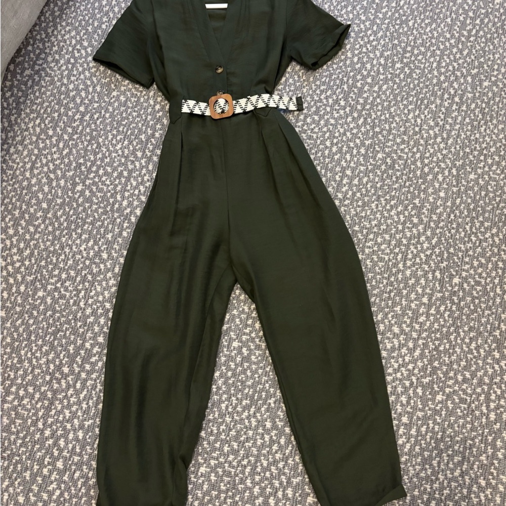 Zara Green Jumpsuit with Chain Accent